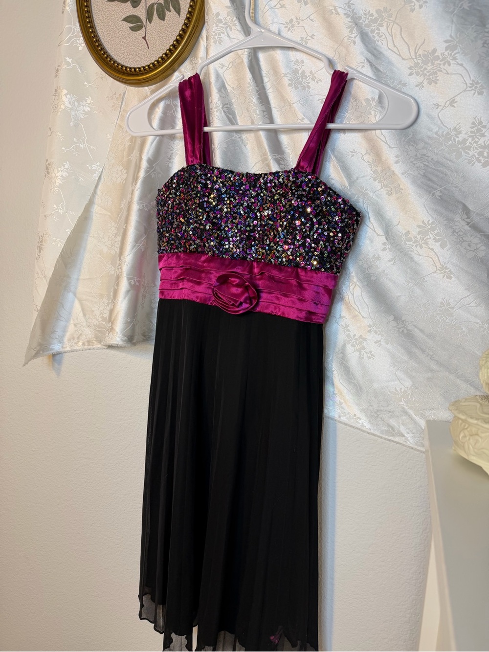 Speechless Black Dress with Fuchsia Sequin Bodice